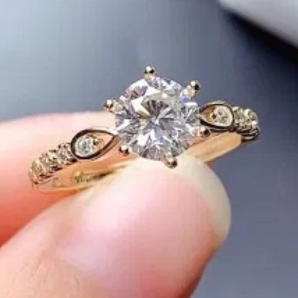 🔥Romantic Beautiful Carved Zircon Gold Plated Dainty Ring for  UNVN12001 - Picture 3 of 6